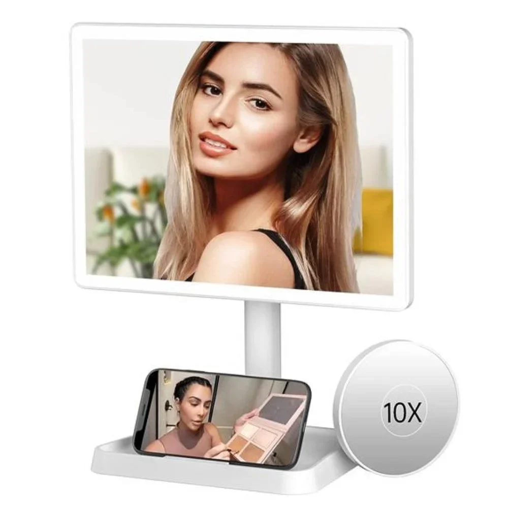 Rechargeable Makeup Mirror with Lights, 96 LED Lighted Makeup Vanity Mirror